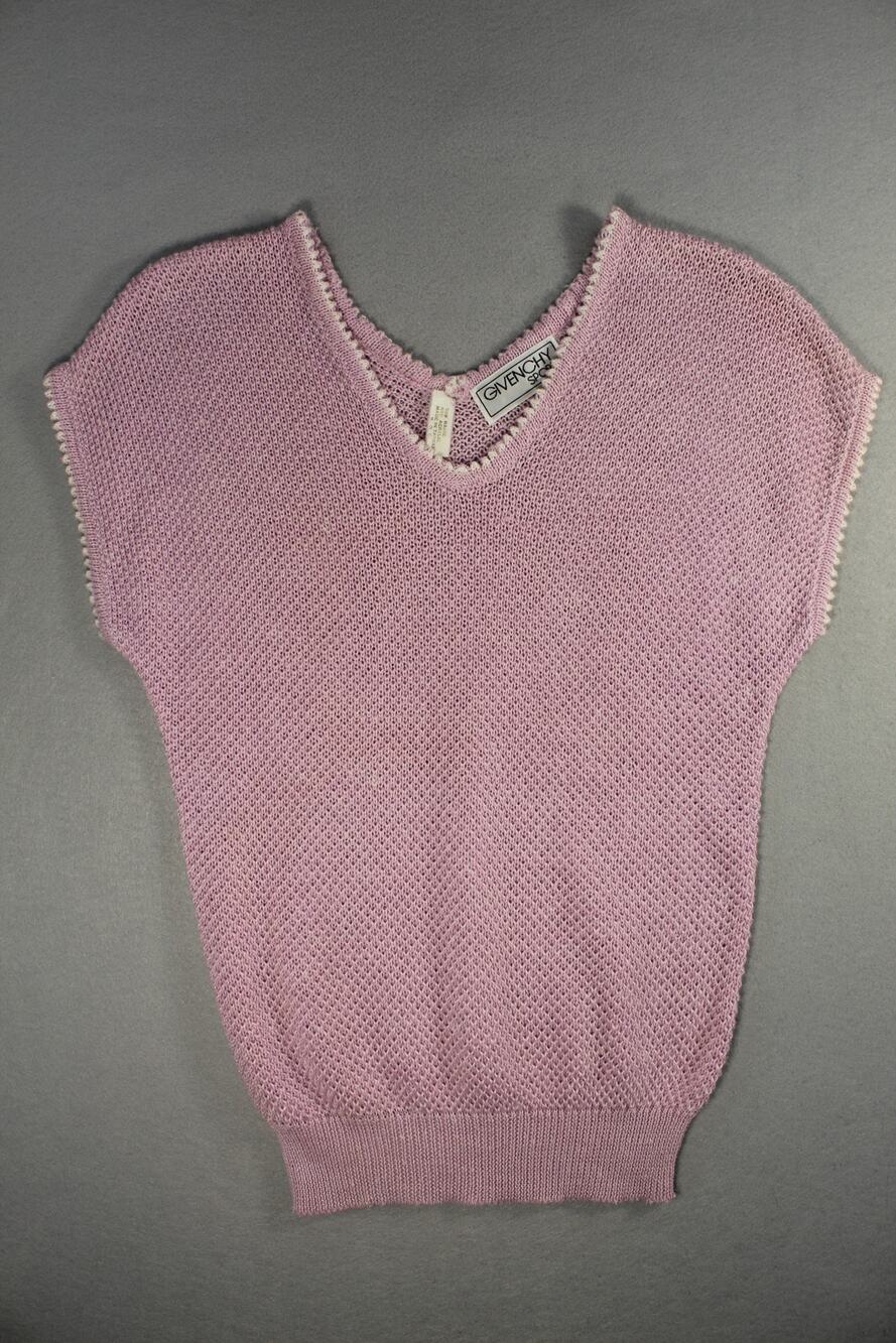 Vintage Givenchy Sport Pink Knit V neck Sweater Women's Small Sleeveless Purple